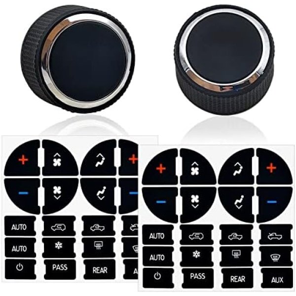 2 Packs Rear Radio Volume Control Knob with AC Dash Button Sticker Repair Kit